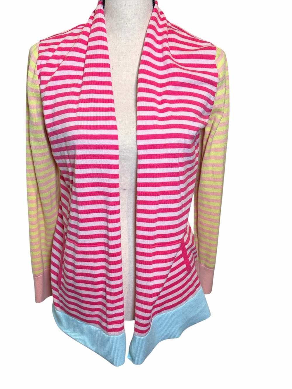 Lands' End Pink and White Striped Top